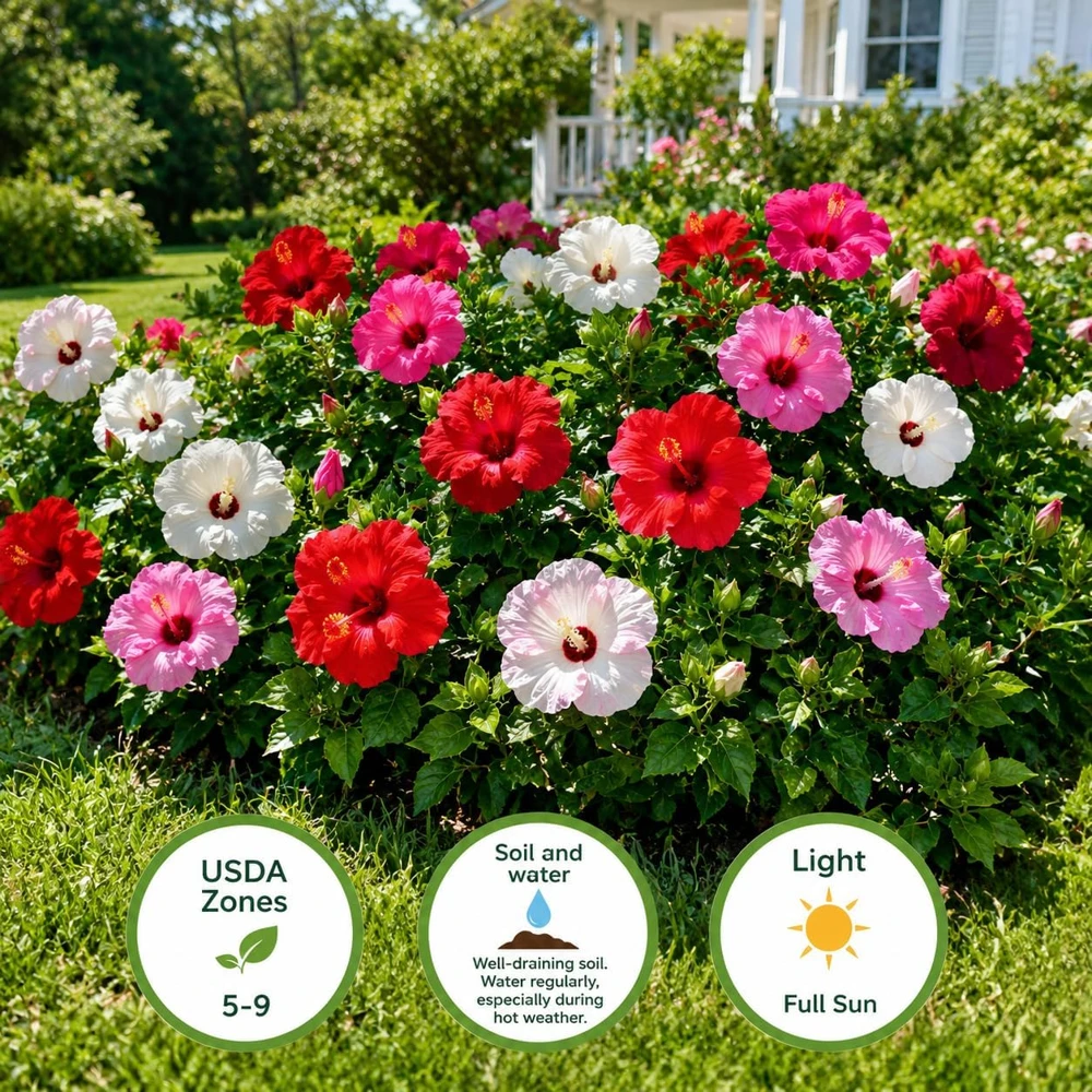 Set of 4 Mixed Hibiscus Live Plant, Flowering Tropical Shrub, 4-8 Inch Tall - Image 4