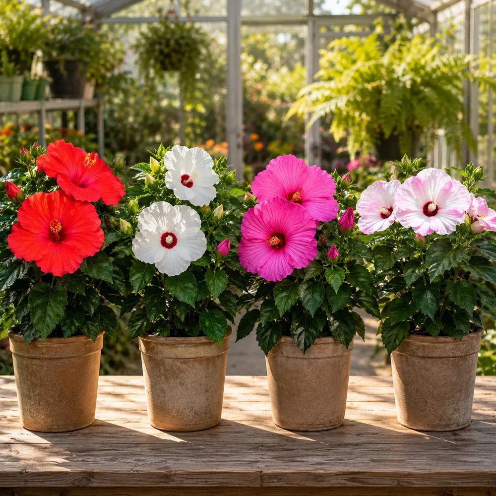 Set of 4 Mixed Hibiscus Live Plant, Flowering Tropical Shrub, 4-8 Inch Tall - Image 5