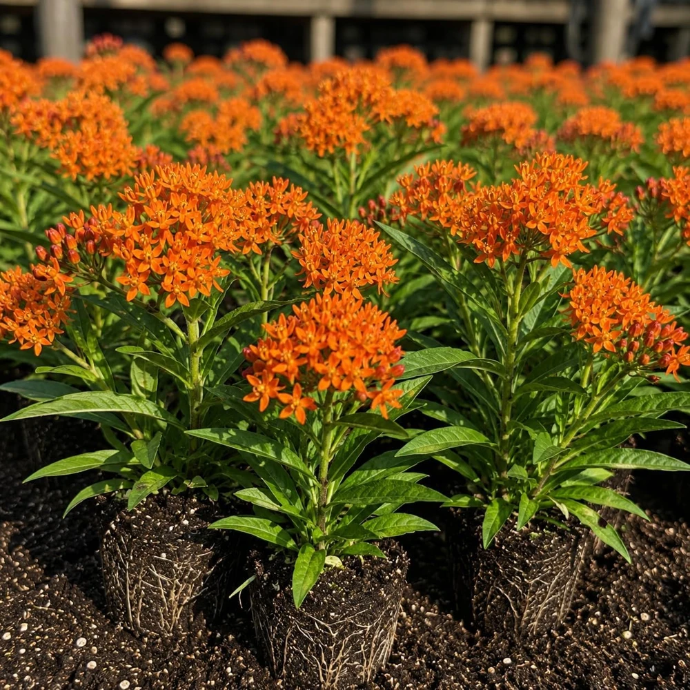 Set of 4 Orange Milkweed Live Plants, Asclepias Tuberosa, Perennial Flower, 4-8 Inch Tall - Image 1