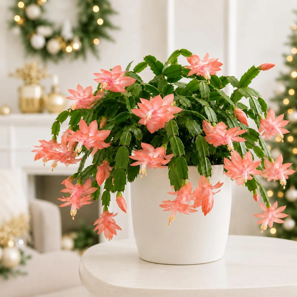 Set of 4 Salmon Christmas Cactus Live Plants, Tropical, 4-8 Inch Tall - Image 5