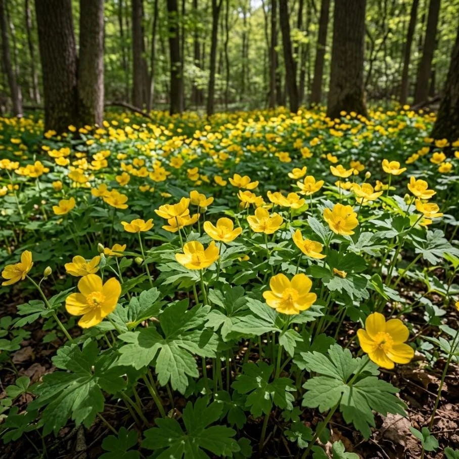 Set of 5 Celandine Poppy Bulbs – Stylophorum lasiocarpum – Yellow Native Woodland Poppies – Outdoor - Image 1