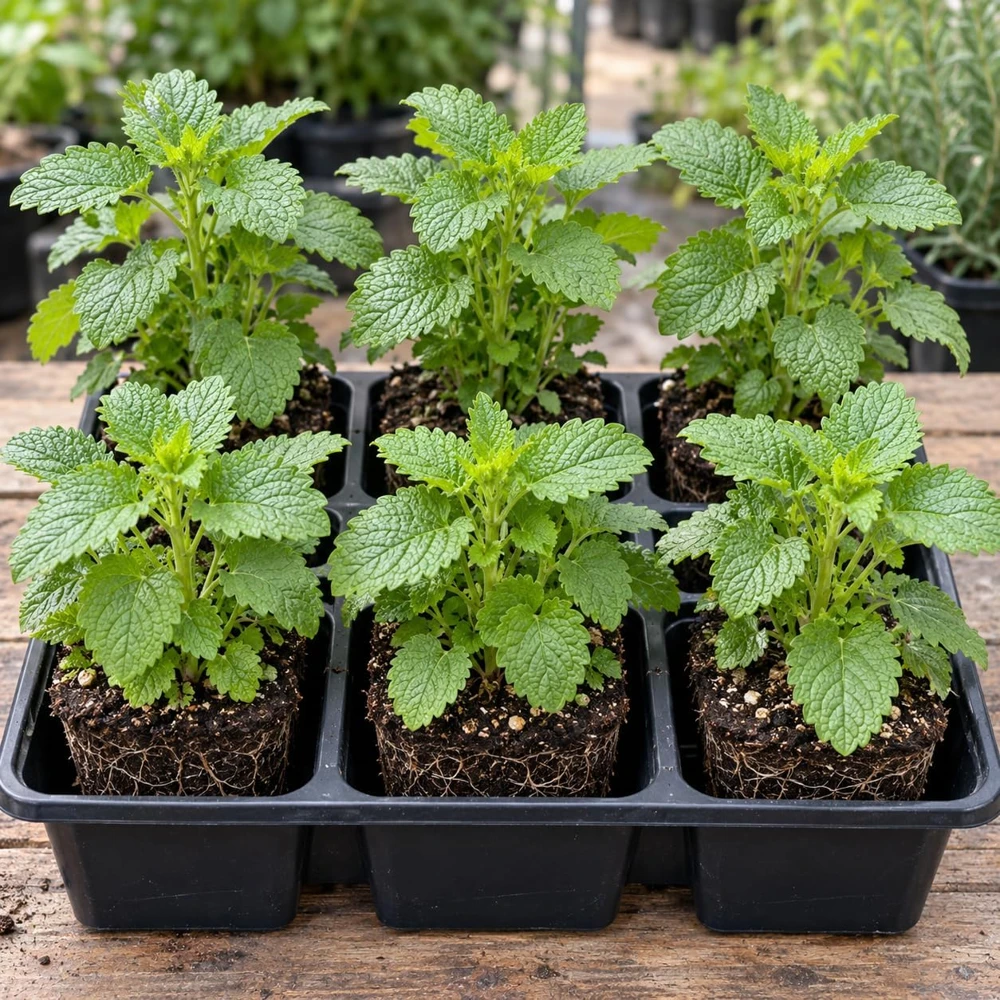 Set of 6 Lemon Balm Live Plants - Fragrant Garden Herb Seedlings - Image 1