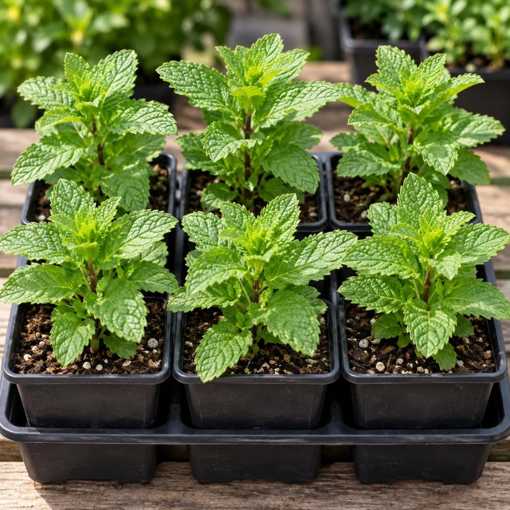 Set of 6 Peppermint Mint Live Plants - Culinary Herb Seedlings for Garden & Pots - Image 1