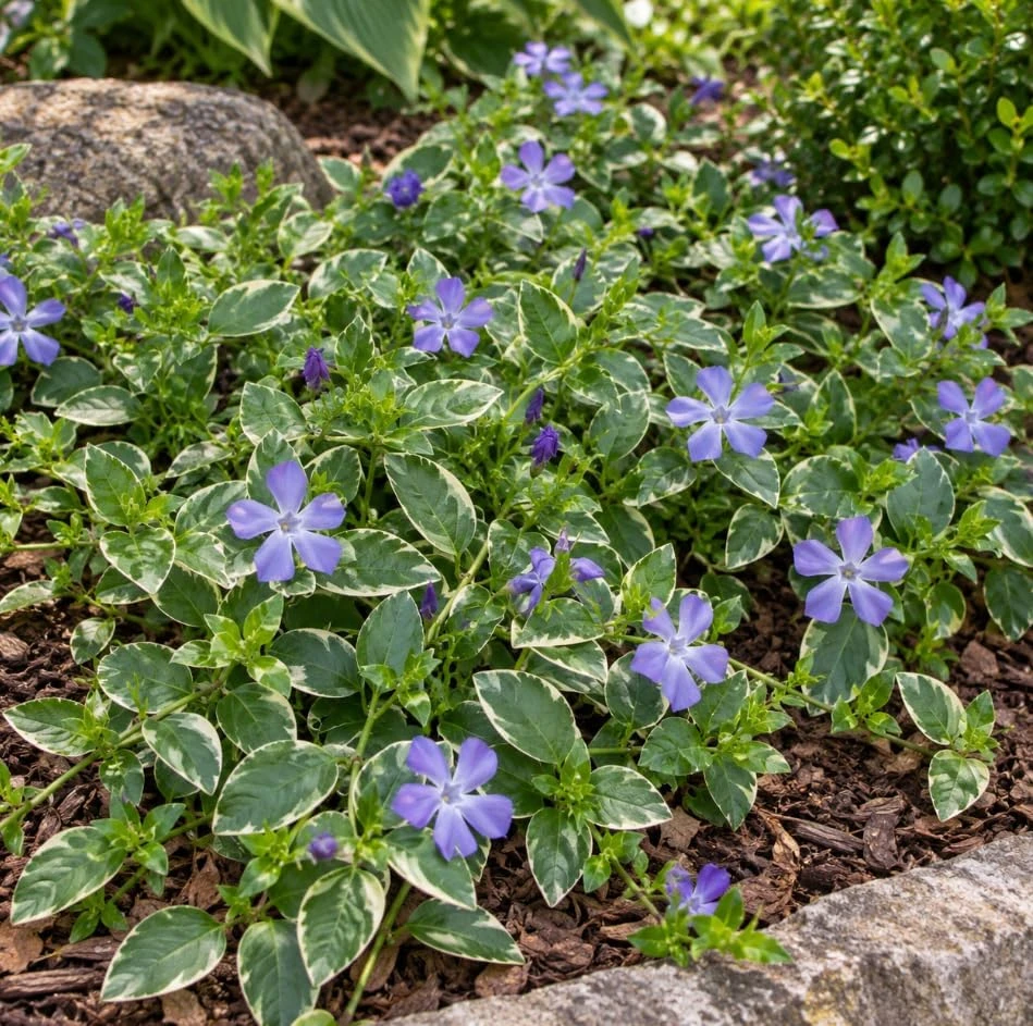 Set of 6 Variegated Vinca Minor Live Plants - Perennial Ground Cover 4-6" Long - Image 3