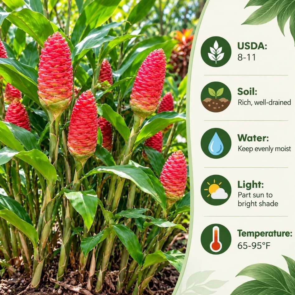 Shampoo Ginger Live Plant โ Zingiber Zerumbet Starter, 4-6 Inches Tall, Outdoor - Image 5