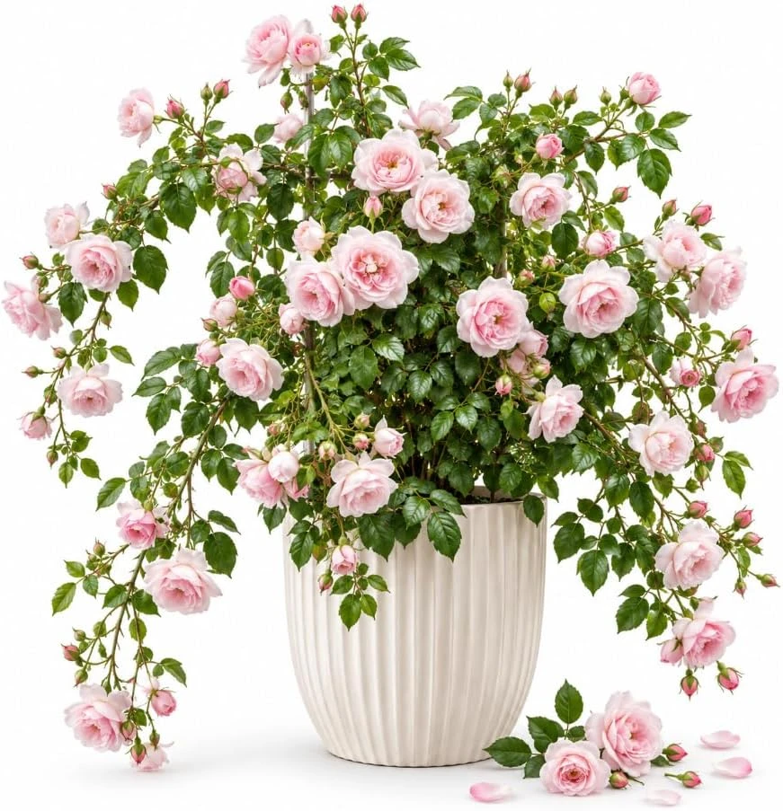 Soft Pink Climbing Rose Bush Live Plant – 4-7 Inches Tall Floribunda Vine - Image 1