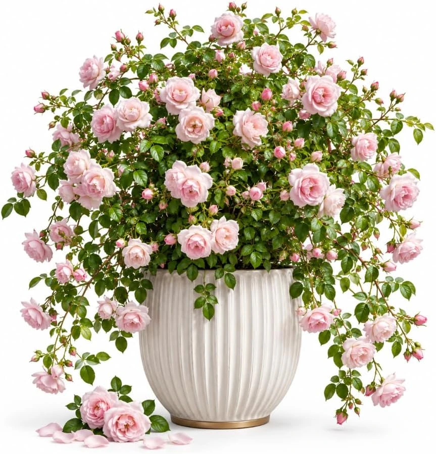 Soft Pink Climbing Rose Live Plant, 4-7 In Tall, Fragrant Flowering Bush - Image 1