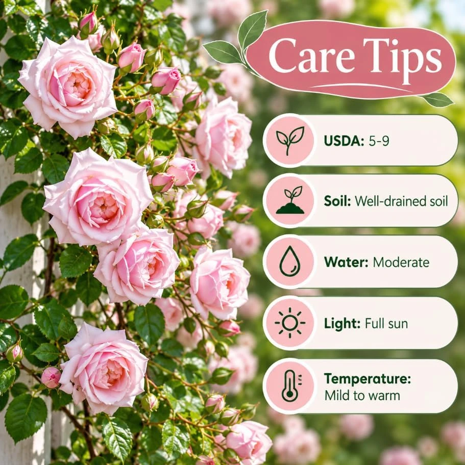 Soft Pink Climbing Rose Live Plant, 4-7 In Tall, Fragrant Flowering Bush - Image 4