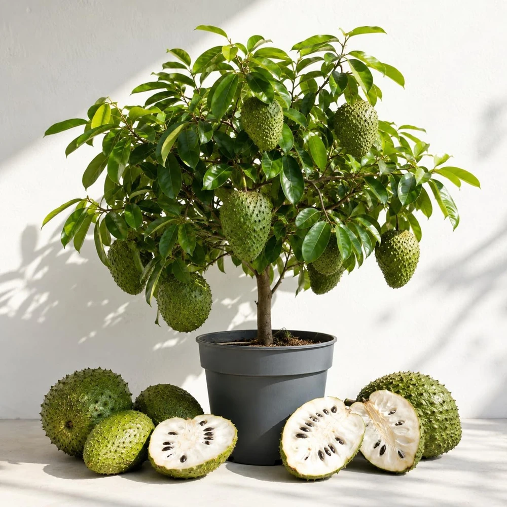 Soursop Live Plant - Guanabana Tropical Fruit Tree, 5-10 Inches Tall - Image 1