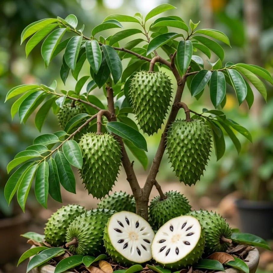 Soursop Tree Live Plant 4" Pot, Guanabana Annona Muricata, 4-7" Tall - Image 1