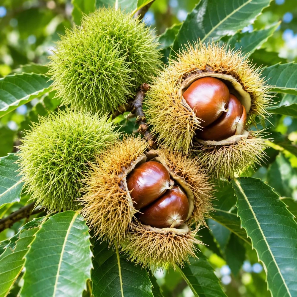 Sweet Chestnut Trees Live Plants - 2 Pack, 14-18" Tall, 1-Year-Old Bare Root Nut Trees for Outdoor Gardens - Image 2