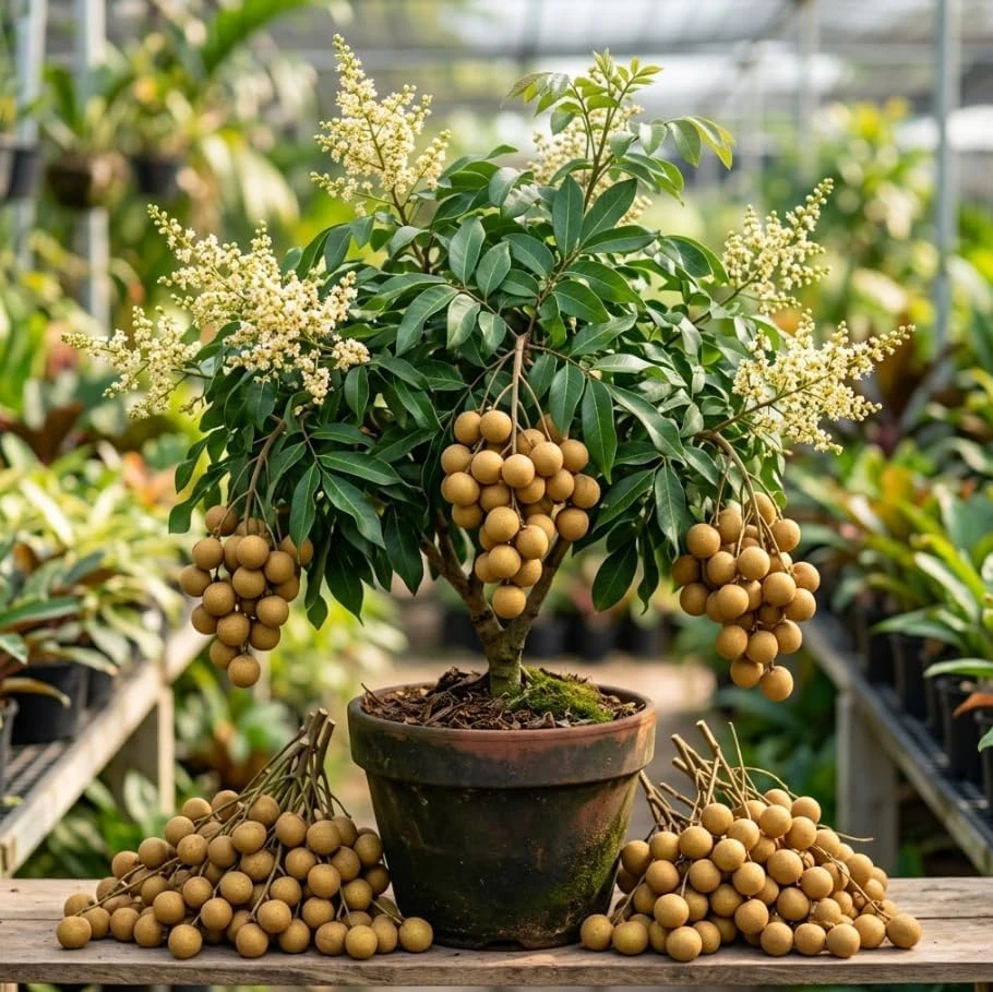 Sweet Longan Tree Live Plant - Tropical Fruit Tree 4" Pot, 5-7" Tall - Image 1