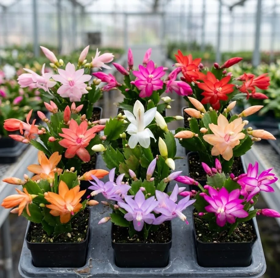Thanksgiving Cactus Live Plant - Mixed Color Schlumbergera, 2 Inch Pot Houseplant - Image 1
