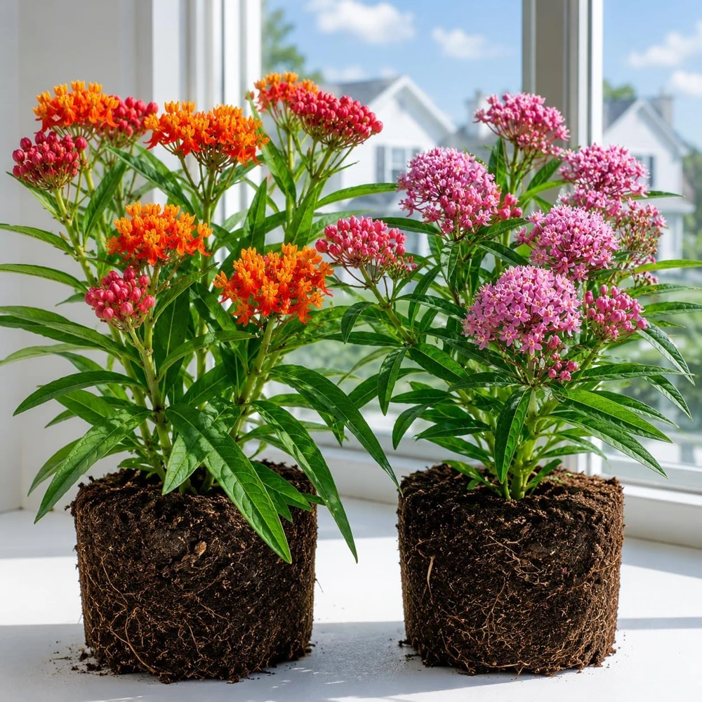 Tropical Milkweed Live Plants – Set of 2 – 4-8 Inch Tall – Outdoor Flower - Image 1