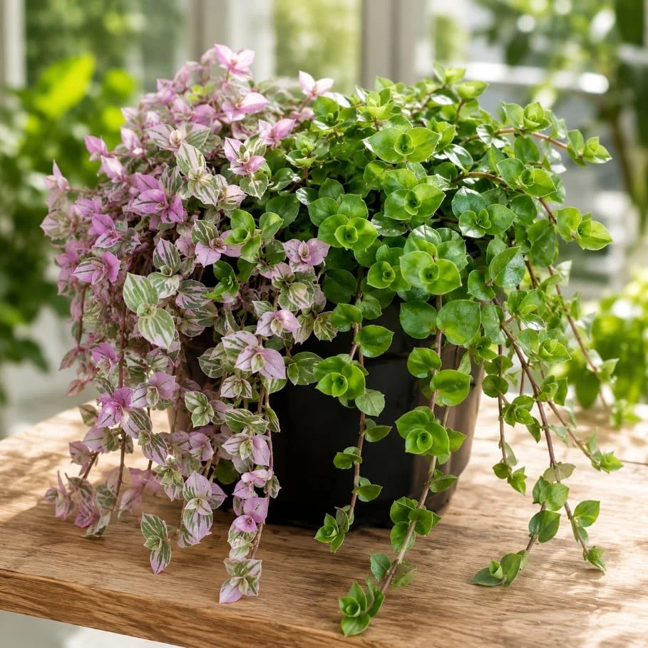 Variegated Callisia Repens Live Plant - Miniature Wandering Jew, Trailing Houseplant, 4 Inch Pot Size - Image 1