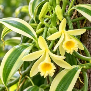 Variegated Vanilla Bean Orchid Live Plant in a 4 Inch Pot, Variegated Vanilla Tree for Home Garden Planting - Image 1