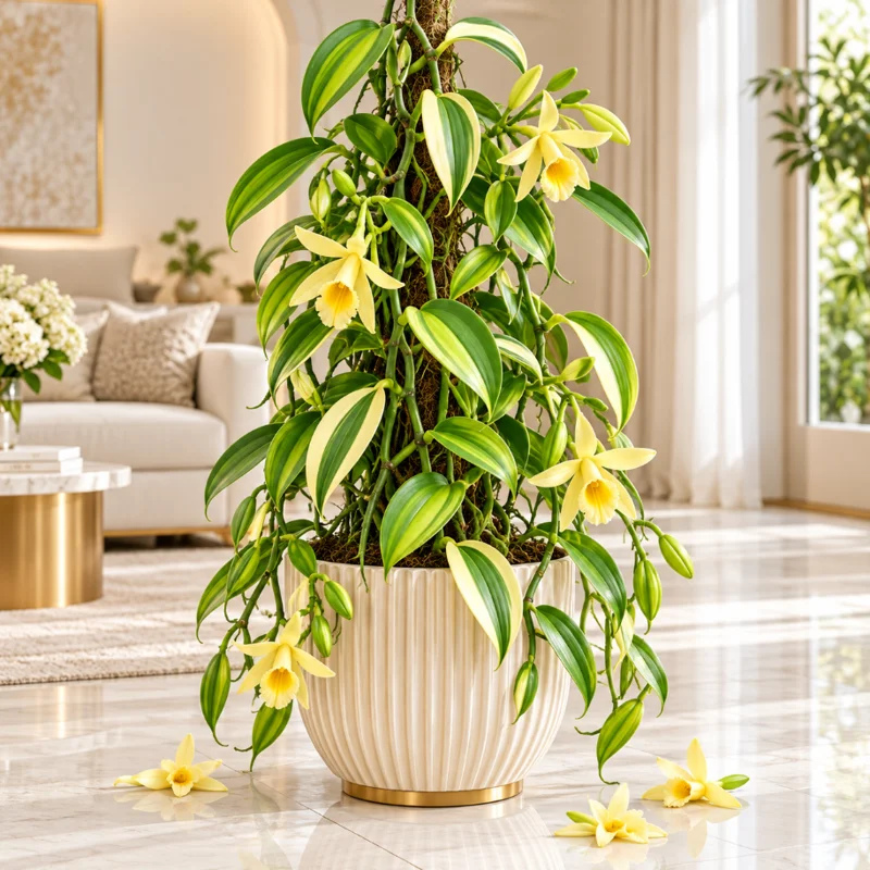 Variegated Vanilla Bean Orchid Live Plant in a 4 Inch Pot, Variegated Vanilla Tree for Home Garden Planting - Image 4