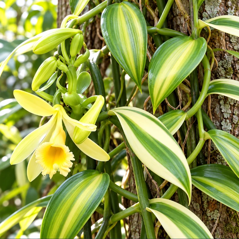 Variegated Vanilla Bean Orchid Live Plant in a 4 Inch Pot, Variegated Vanilla Tree for Home Garden Planting - Image 5