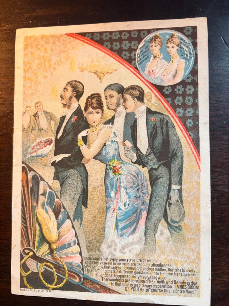 Victorian Advertising Trade Card - Elegant Party Theme, Multi-Color, 1870s - Image 1