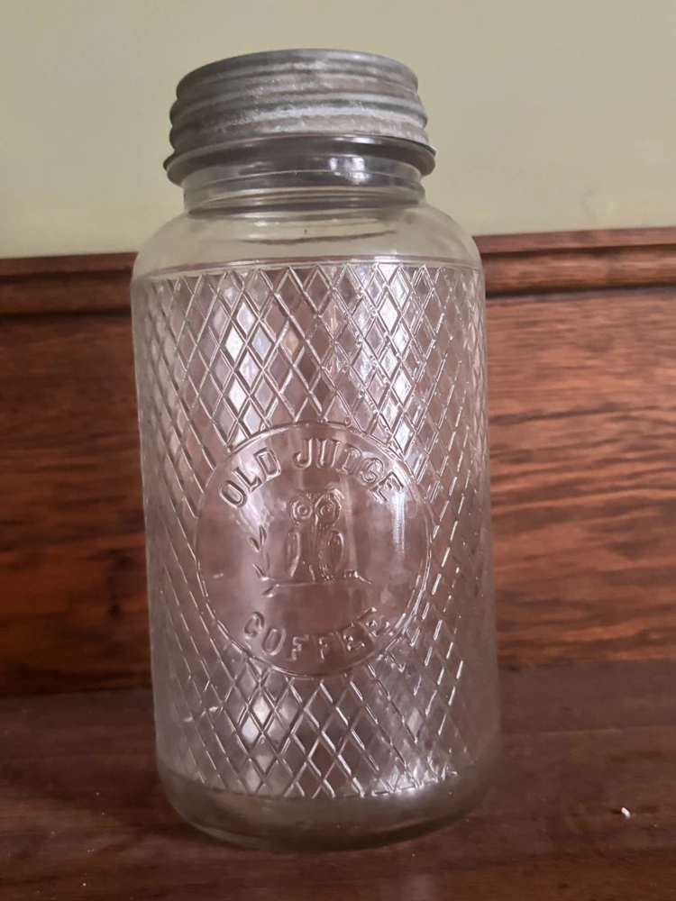 Vintage Clear Glass Jar with Porcelain Cap - Collectible Storage - Image 1