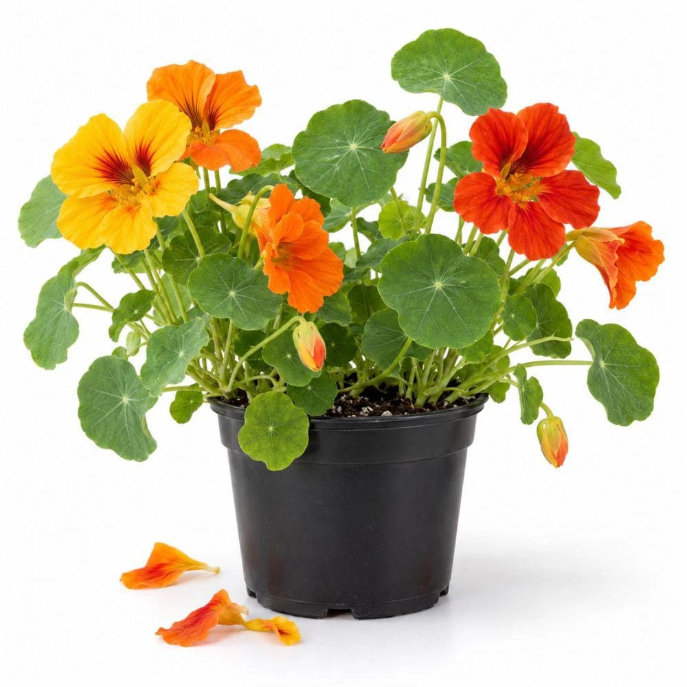 Whirly Bird Nasturtium Live Plants - 2 Per 4-Inch Pot - Edible Flowers - Image 1