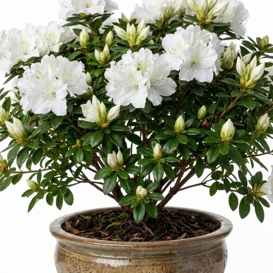 White Azalea Live Plant – Rhododendron Shrub, 6-12" Tall, 4" Pot, Outdoor Flowering - Image 1