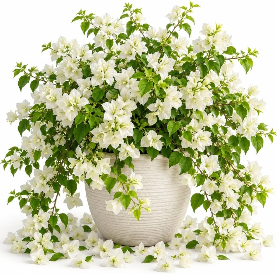 White Bougainvillea Live Plant – 4-7 Inches Tall, Flowering Climbing Vine for Outdoors - Image 1