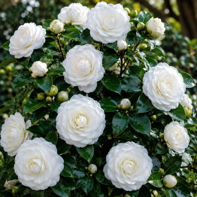 White Camellia Live Plant - White Tea Flower Shrub 4 inch Pot - Outdoor - Image 3