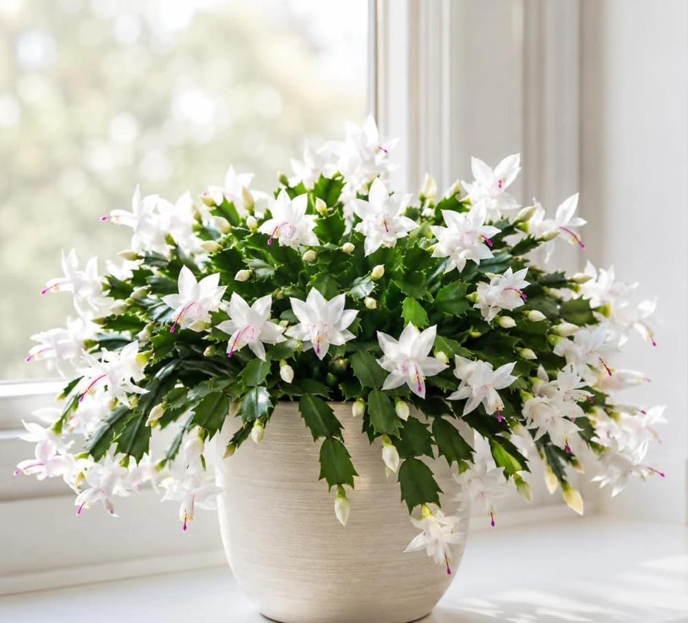 White Christmas Cactus Live Plant – 4-7 Inches Tall Holiday Succulent for Indoor Decor - Image 6
