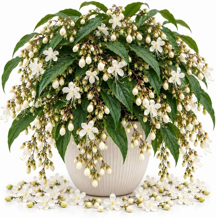 White Clerodendrum Wallichii Live Plant, 4-7 Inches Tall, Tropical Flowering Starter for Full Sun - Image 1