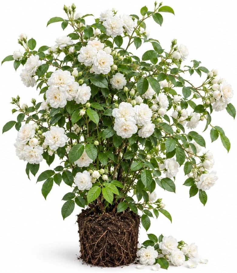 White Climbing Rose Live Plant – 4-7 Inches Tall, Fragrant Flowers, Outdoor - Image 1