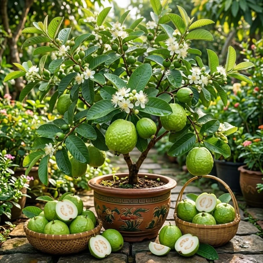 White Guava Tree Live Plant – Dwarf Fruit Tree, 1-2 Ft Tall in Gallon Pot - Image 1