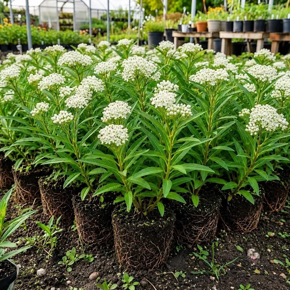 White Milkweed Live Plants – Set of 4 – Asclepias – 4-8 Inch Tall - Image 1
