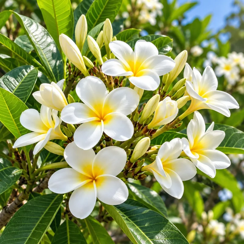 White Plumeria Plant Live 10-15 Inch Tall in Gallon Pot, Ready to Grow Garden Planting - Image 1