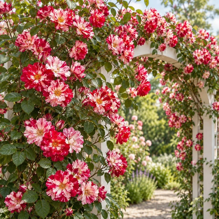 White Red Climbing Rose Live Plant – 4-6 Inches Tall, Fragrant Flowers, Outdoor - Image 4