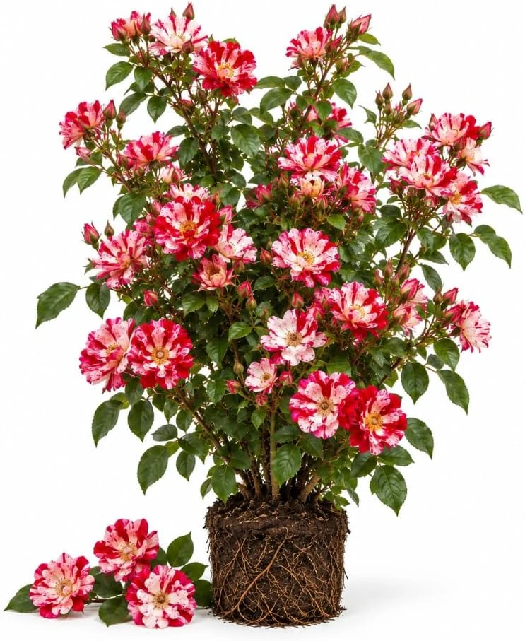 White Red Climbing Rose Live Plant – 4-6 Inches Tall, Fragrant Flowers, Outdoor - Image 1