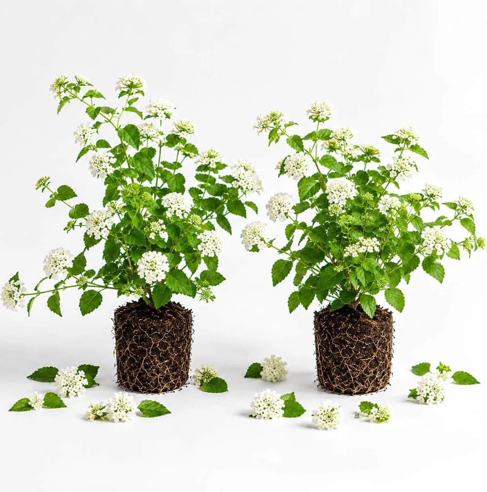 White Trailing Lantana Live Plants – Set of 2, 4-6 Inch Starter, Outdoor Garden - Image 1