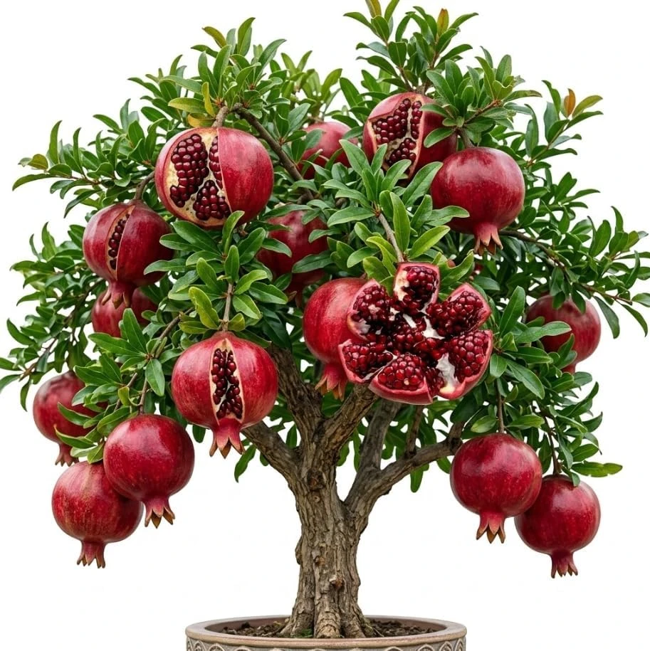 Wonderful Pomegranate Tree Live Plant – Cold Hardy Fruit Bush – 12-16" Tall - Image 1
