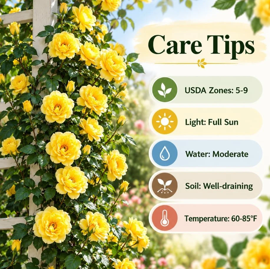 Yellow Climbing Rose Live Plant – 5-7 Inches Tall – Fragrant Reblooming Vine for Full Sun - Image 5