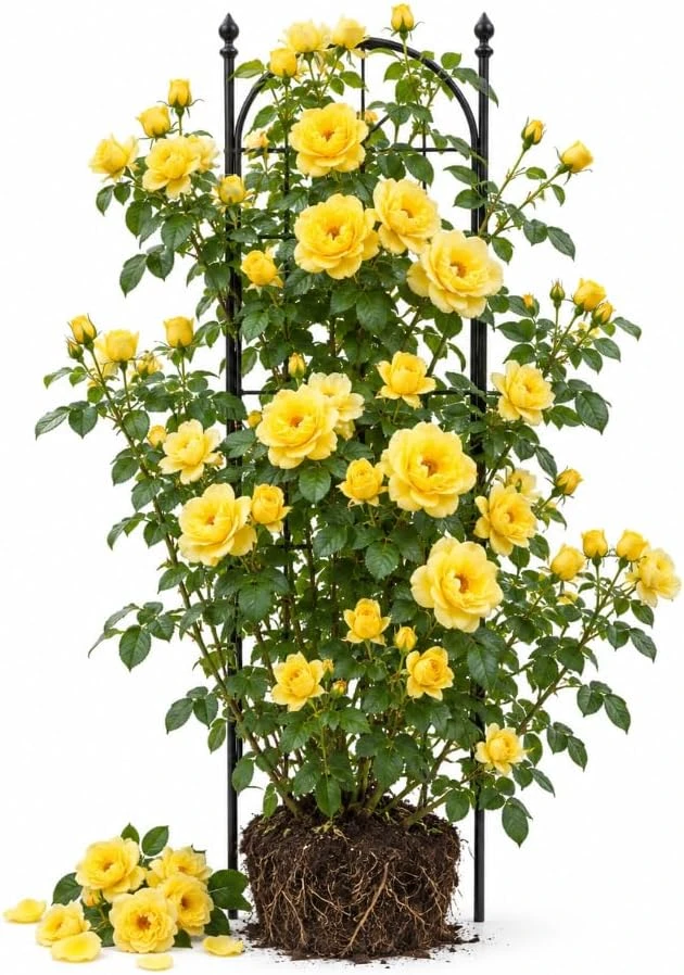 Yellow Climbing Rose Live Plant – 5-7 Inches Tall – Fragrant Reblooming Vine for Full Sun - Image 1