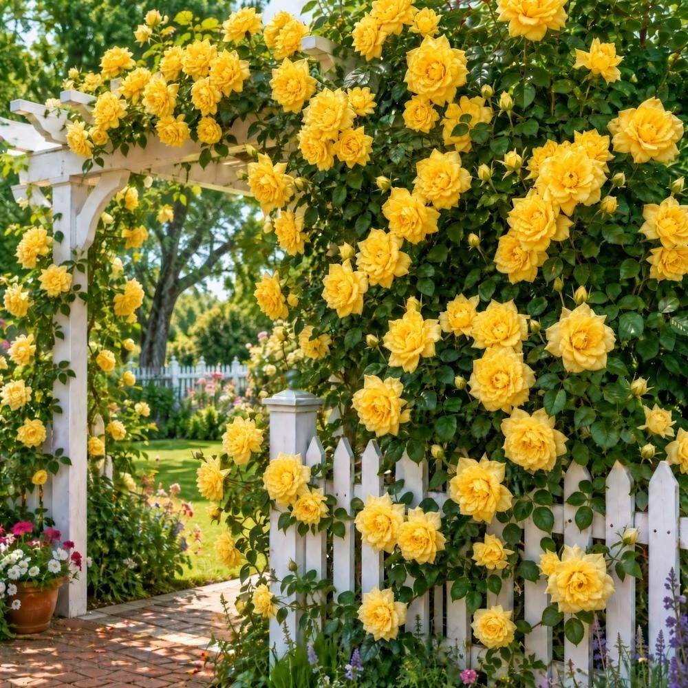 Yellow Climbing Rose Live Plant, Fragrant Blooms, 5-7 Inches Tall, Outdoor - Image 5