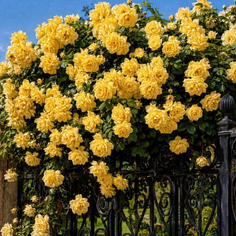 Yellow Climbing Rose Live Plant, Fragrant Blooms, 5-7 Inches Tall, Outdoor - Image 1