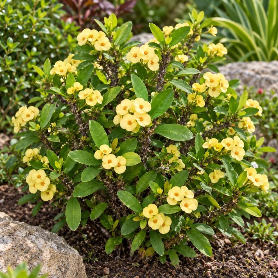 Yellow Euphorbia Milii Live Plant 4-6 Inches Tall - Crown of Thorns Succulent for Indoor & Outdoor - Image 4