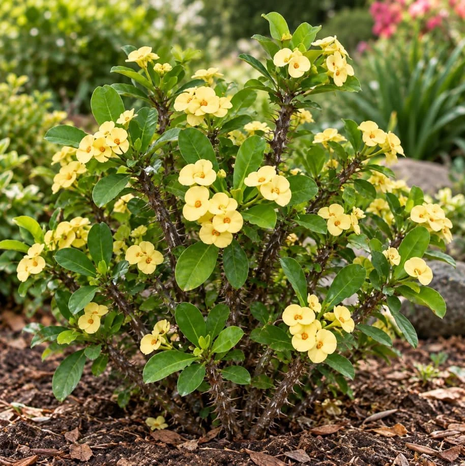 Yellow Euphorbia Milii Live Plant 4-6 Inches Tall - Crown of Thorns Succulent for Indoor & Outdoor - Image 7