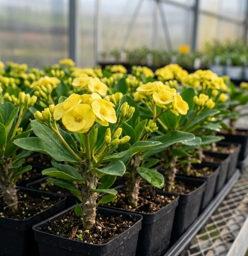 Yellow Euphorbia Milii Live Plant - Crown of Thorns Succulent - 2 Inch Pot - Indoor Outdoor - Image 1