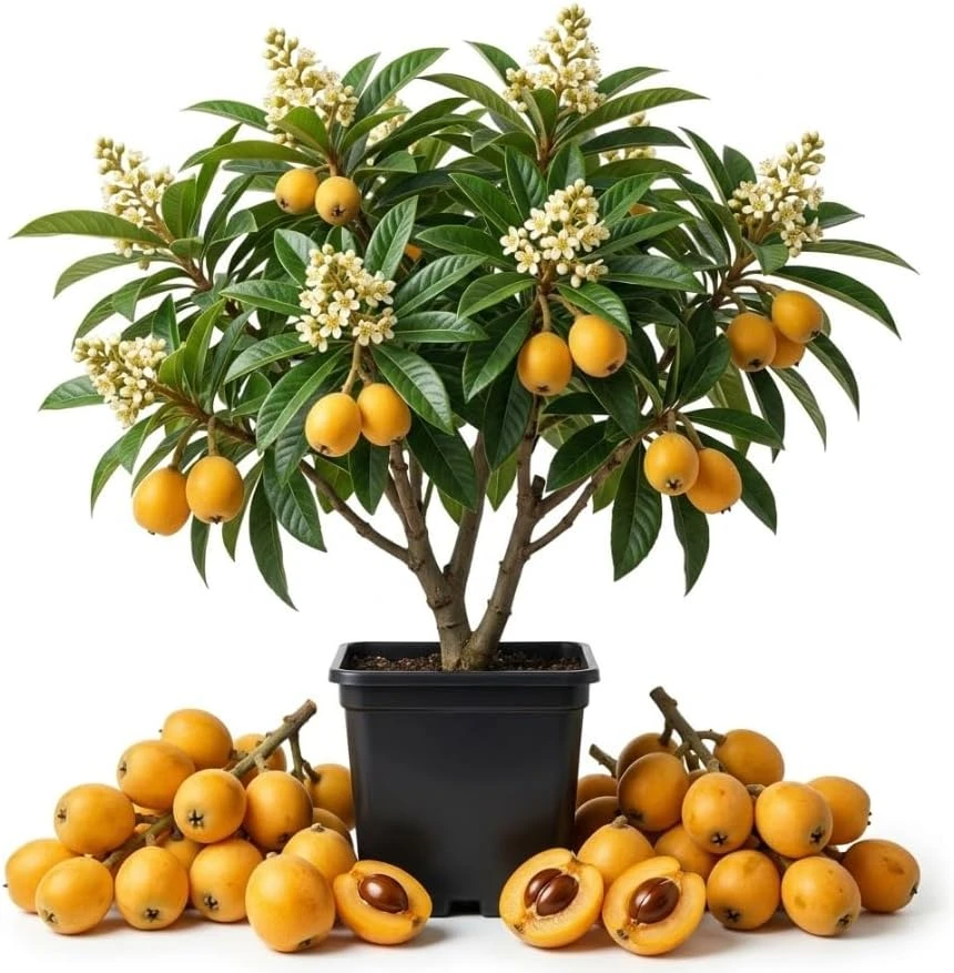 Yellow Loquat Tree Live Plant 8-14" Tall - Tropical Fruit Loquat - Image 1