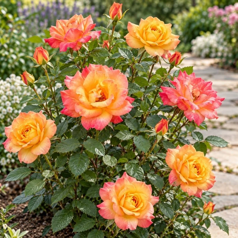 Yellow Orange Bicolor Rose Live Plant 4-7 Inches Tall - Fragrant Reblooming Bush for Gardens & Pots - Image 2