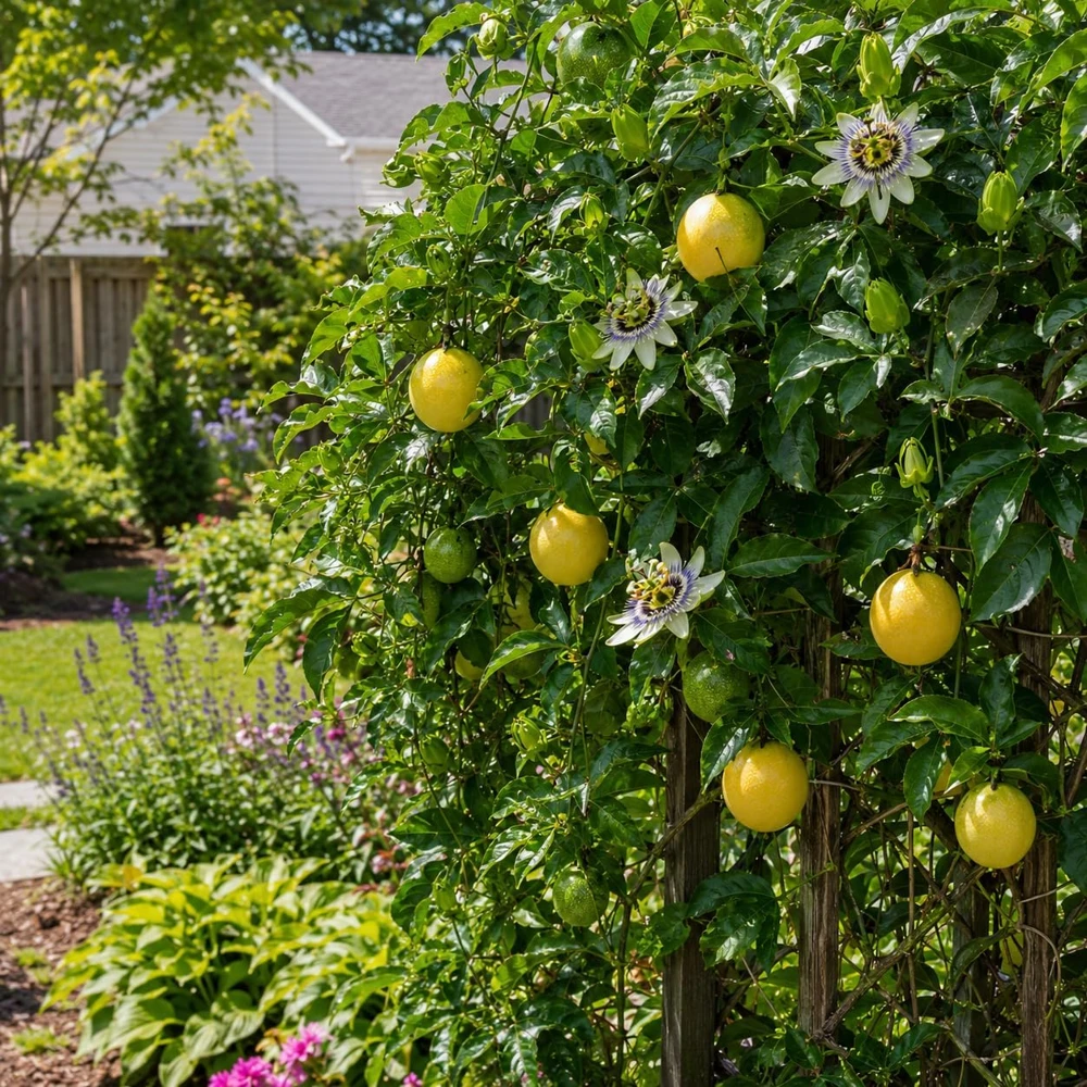 Yellow Passionfruit Live Plant, 4-7 Inch Starter Vine, Tropical Fruit for Outdoor Garden - Image 2