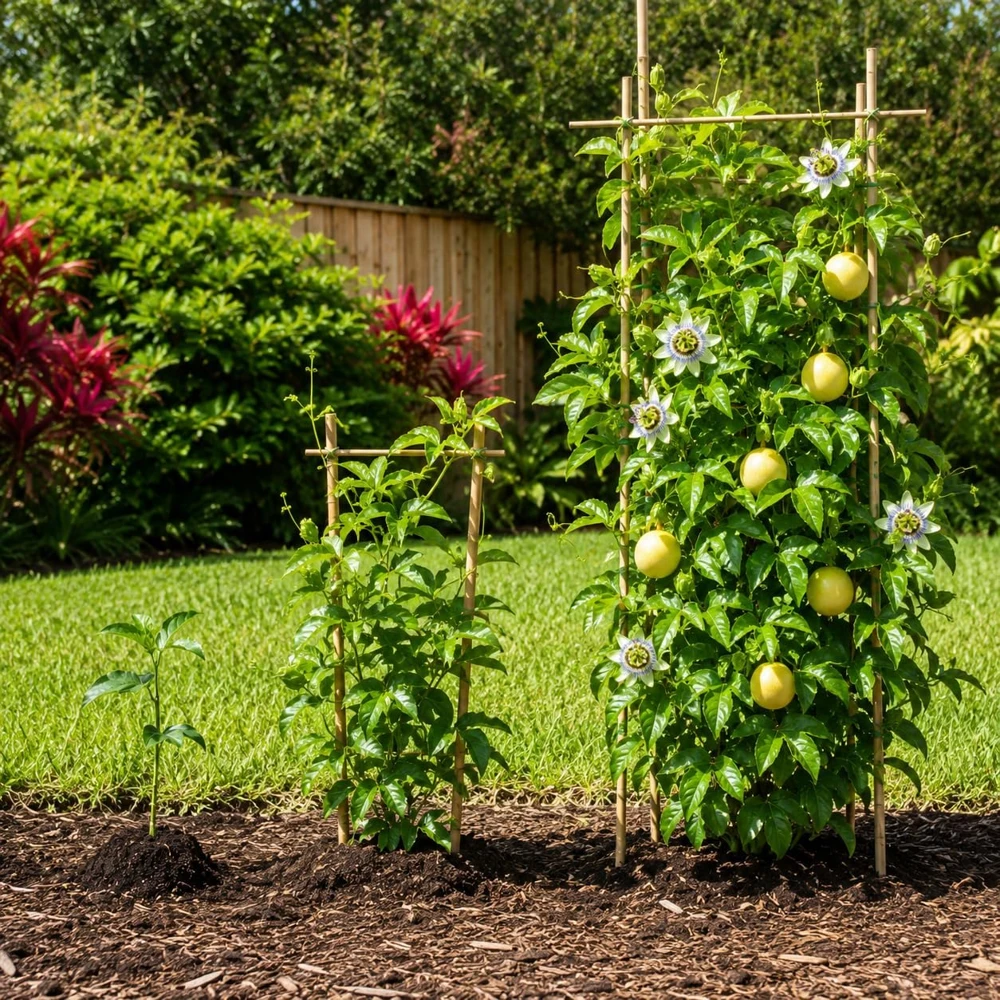 Yellow Passionfruit Live Plant, 4-7 Inch Starter Vine, Tropical Fruit for Outdoor Garden - Image 4