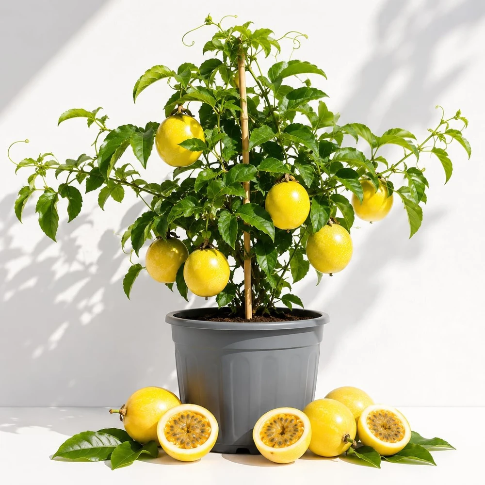 Yellow Passionfruit Live Plant – Sweet Fruit Vine – 4-8 Inch Tall - Image 1
